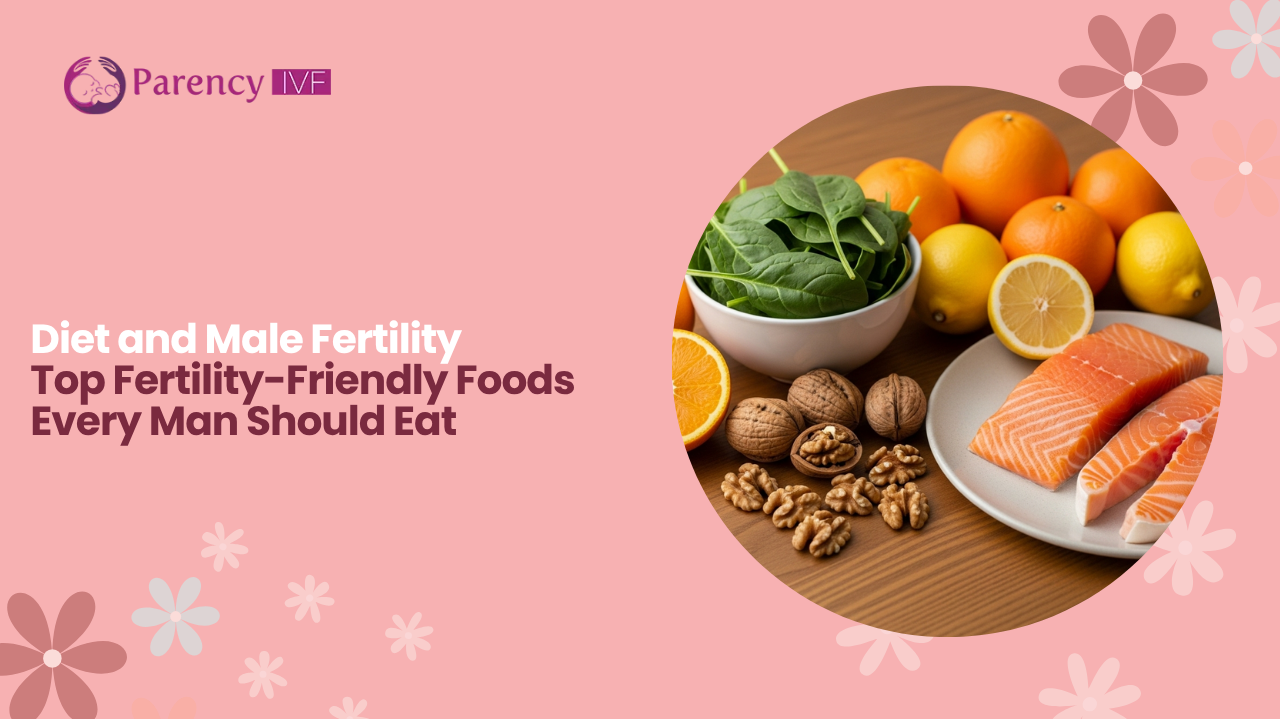 Male fertility-friendly foods like spinach, walnuts, and salmon to boost sperm quality and reproductive